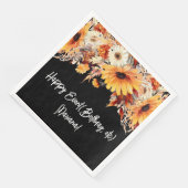 Herbst-Blume im Schwarzen Party Napkins Serviette (Ecke)