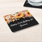 Herbst-Blume im Schwarzen Party Rechteckiger Pappuntersetzer (angewinkelt)