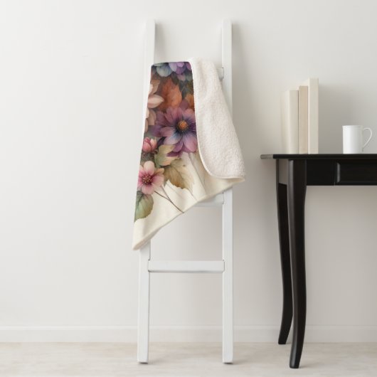 Herbst Blume in Pastellfarben Aquarellmalerei Sherpadecke (Beispiel)