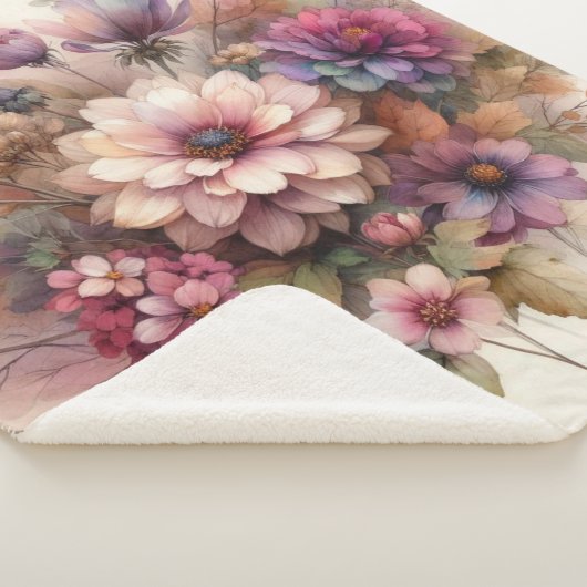 Herbst Blume in Pastellfarben Aquarellmalerei Sherpadecke (3/4)