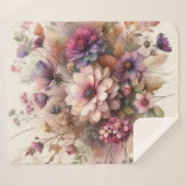 Herbst Blume in Pastellfarben Aquarellmalerei Sherpadecke (Vorderseite (Horizontal))