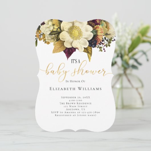 Herbst Blume Kinderdusche Einladung (Stehend Vorderseite)