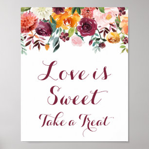 Herbst Blume Liebe ist Sweet Sign Poster, Orange P Poster