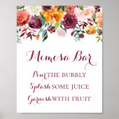 Herbst Blume Mimosa Bar Sign Poster, Orange Pink Poster (Vorne)