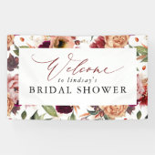 Herbst-Blume Orange und Burgund Rot Willkommen Banner (Horizontal)