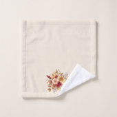 Herbst Blume Orangenrot Gelb Lila Badhandtuch Set (Waschlappen)