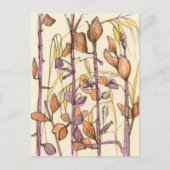 Herbst-Blume Pflanze Herbstfarben Farbe Zeichnend Postkarte (Vorderseite)