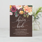 Herbst-Blume Rustikales Brautparty des Holzfalles Einladung (Stehend Vorderseite)