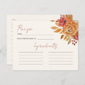 Herbst Blume Rustikales Brautparty-Spiel RECIPS Postkarte (Vorne/Hinten)