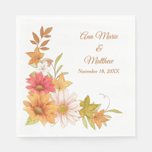 Herbst-Blume und Blätter Hochzeit Serviette