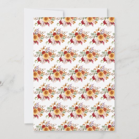 Herbst-Blume und Foliage-Hochzeit Einladung (Rückseite)