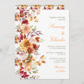 Herbst-Blume und Foliage-Hochzeit Einladung (Vorne/Hinten)