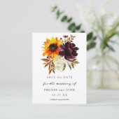 Herbst-Blume und Foto Save the Date Postkarte (Stehend Vorderseite)