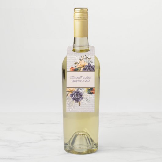 Herbst-Blume und Pampas-Grass-Hochzeit Flaschenanhänger (Auf Flasche)