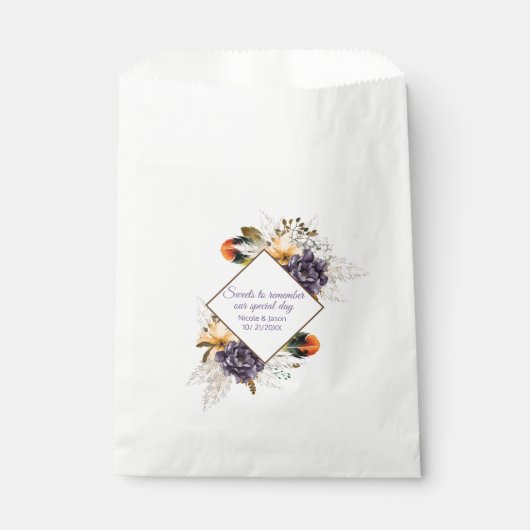 Herbst-Blume und Pampas-Grass-Hochzeit Geschenktütchen (Vorderseite)