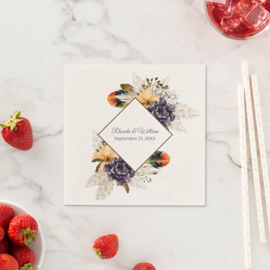 Herbst-Blume und Pampas-Grass-Hochzeit Serviette (Beispiel)