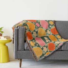 Herbst Blume und Pumpkins Boho Green Kariert Decke