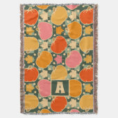 Herbst Blume und Pumpkins Boho Green Kariert Decke (Vorderseite Vertikal)