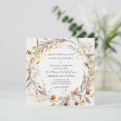 Herbst Blume Wildblumen Elfenbeinhochzeit Einladung (Stehend Vorderseite)