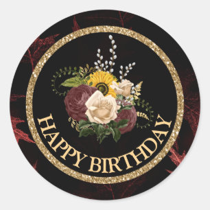 Herbst-Blumen Alles Gute zum Geburtstag Runder Aufkleber