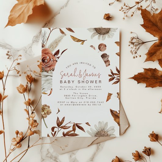 Herbst-Blumen-Baby-Party Einladung
