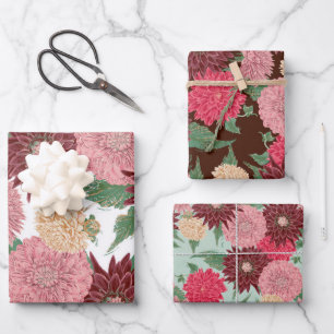 Herbst Blumen Dahlien Geschenkpapier Set