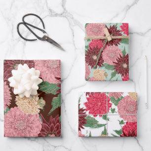 Herbst Blumen Dahlien Geschenkpapier Set