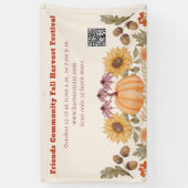 Herbst-Blumen-Ernte-QR-Code-Festival Banner (Vertikal)