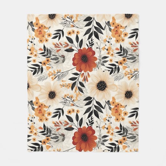 Herbst Blumen Garten Blumenmuster Fleecedecke (Vorderseite)
