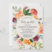 Herbst Blumen Geschlecht-neutrale Bordeaux-Babyspr Einladung (Vorderseite)