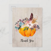 Herbst, Blumen, Kürbis danke Karte (Vorne/Hinten)