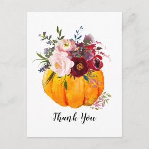 Herbst, Blumen, Kürbis danke Karte
