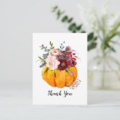 Herbst, Blumen, Kürbis danke Karte (Stehend Vorderseite)