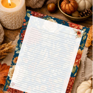 Herbst-Blumen-Schreibblock – Elegante Herbst-Korre Notizblock