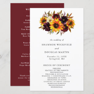 Herbst-Blumen-Sonnenblumen-Rustikales Hochzeitspro