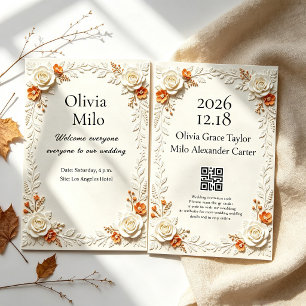 Herbst-Blumen-Themen-Hochzeit Einladung
