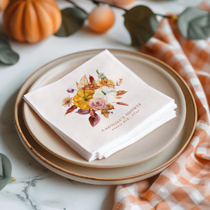Herbst-Blumen und Kürbisse Baby Shower Serviette