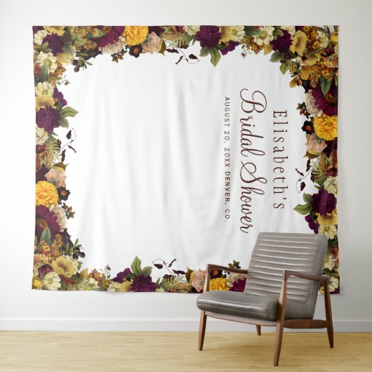 Herbst Blumenbeete Brautparty Foto Stand Wandteppich (Beispiel (Horizontal))