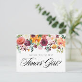 Herbst Blumenblüten werden Sie mein Blumenmädchen  Einladungspostkarte (Stehend Vorderseite)