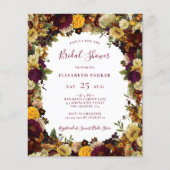 Herbst Blumenbudget Brautdusche Einladung (Vorderseite)