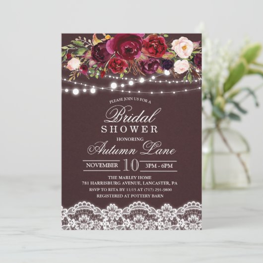 Herbst Blumendusche Einladung (Stehend Vorderseite)