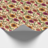 Herbst Blumenfeld auf Creme Geschenkpapier (Ecke)