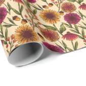 Herbst Blumenfeld auf Creme Geschenkpapier (Rolleneckpunkt)