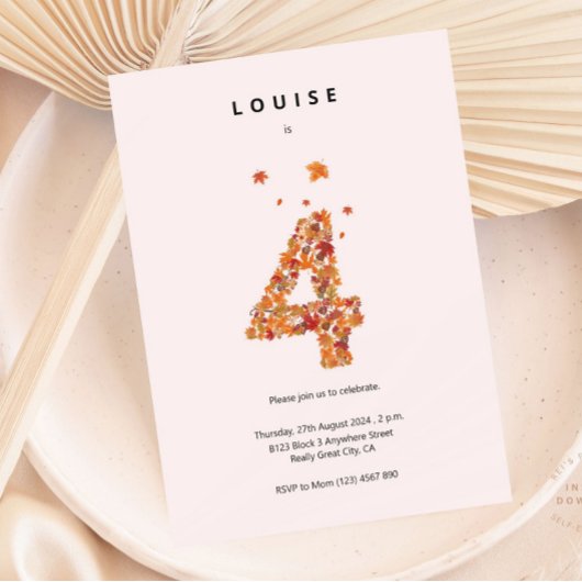 Herbst Blumengarten 4. Geburtstagsästhesie Einladung