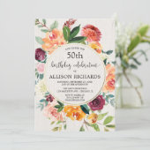 Herbst blumengeschmückte Geburtstagsparty, Erwachs Einladung (Stehend Vorderseite)