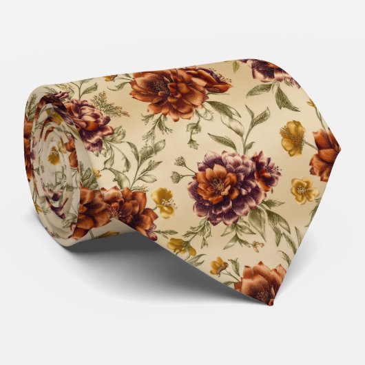 Herbst-Blumenmuster Krawatte (Gerollt)