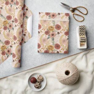 Herbst-Blumenmuster-Wrap-Rolle Geschenkpapier