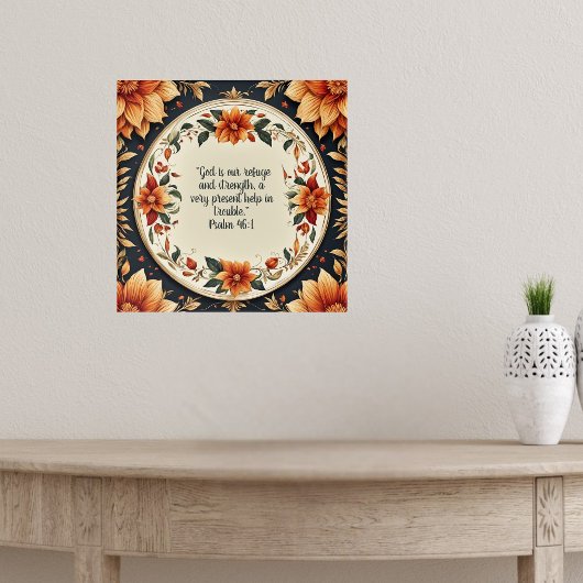 Herbst-Blumenrahmen-Bibelverse Poster