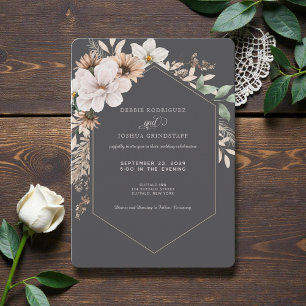 Herbst-Blumenrahmen-Hochzeitseinladung Einladung