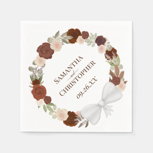 Herbst Blumenreath Elegante Diagonal Hochzeit Serviette (Vorderseite)